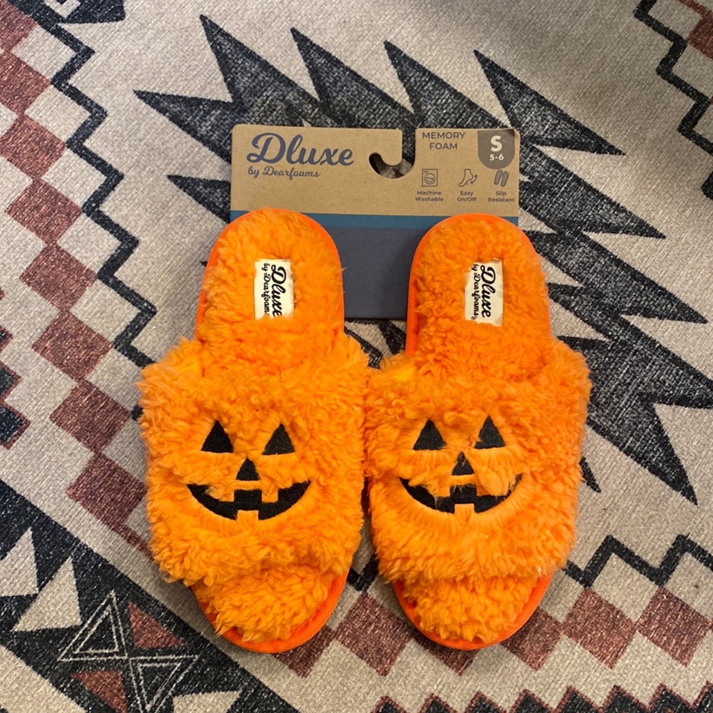 Orange pumpkin slippers